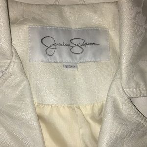 Jessica Simpson cream leather and lace jacket (S)